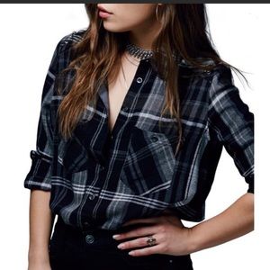Free People Wesley Plaid Button Down Shirt